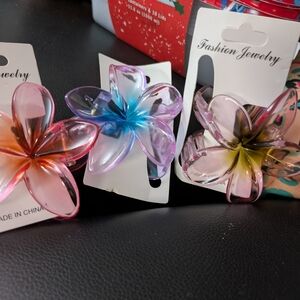 Source Unknown Multicolor Floral Hair Clips